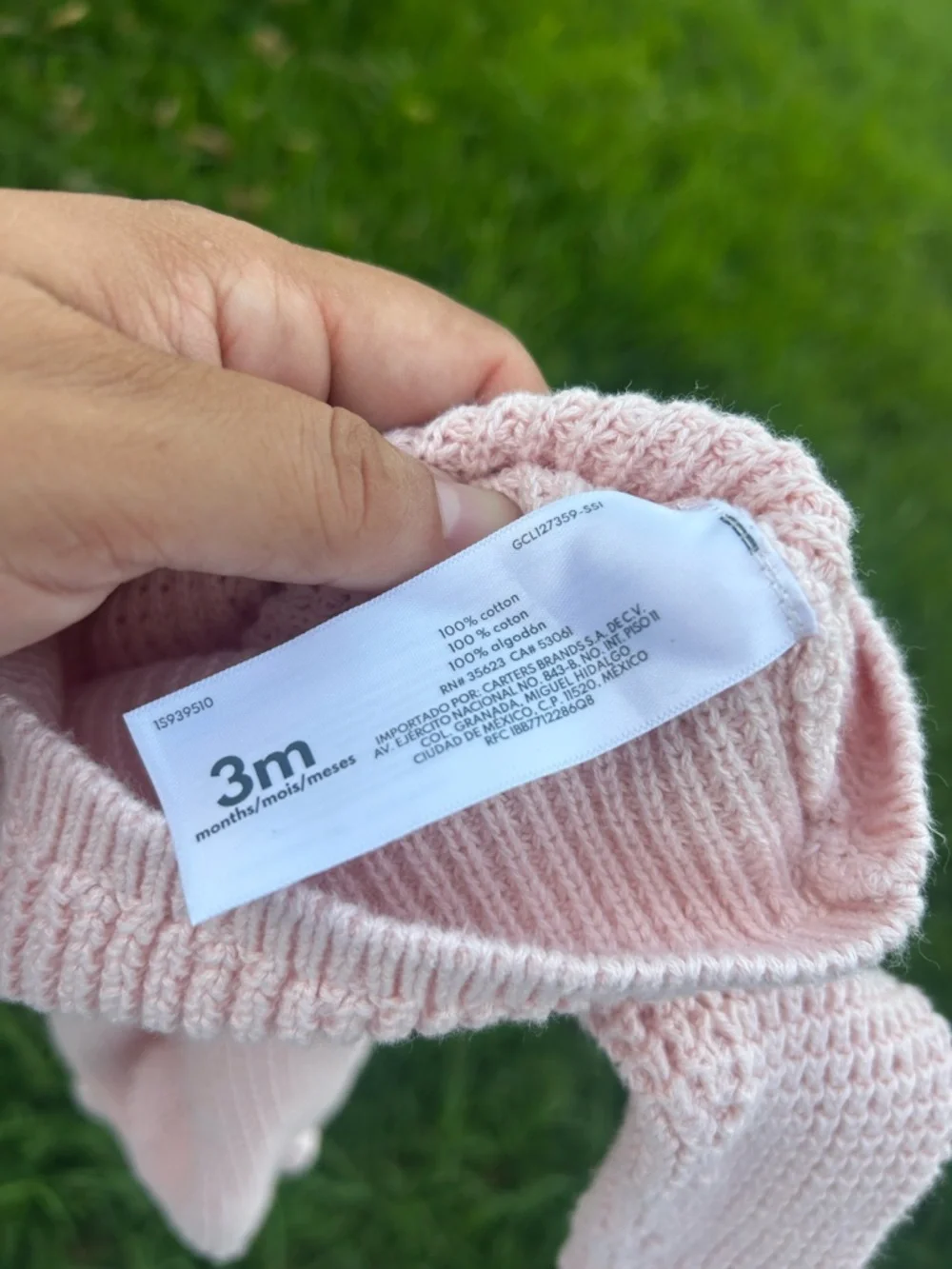 Carter's Pink Knit Baby Hoodie with Ear Detail